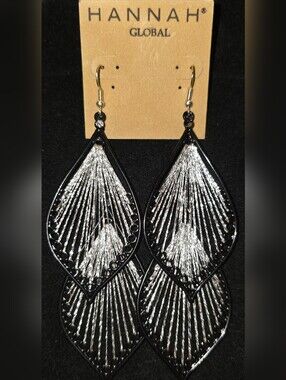 Black & Silver Teardrop Dangle Earrings